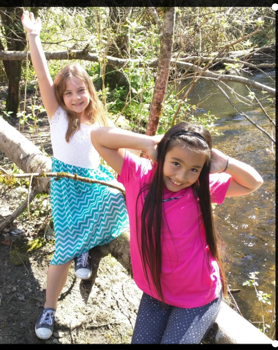 Claire and Shyanne on a creek adventure