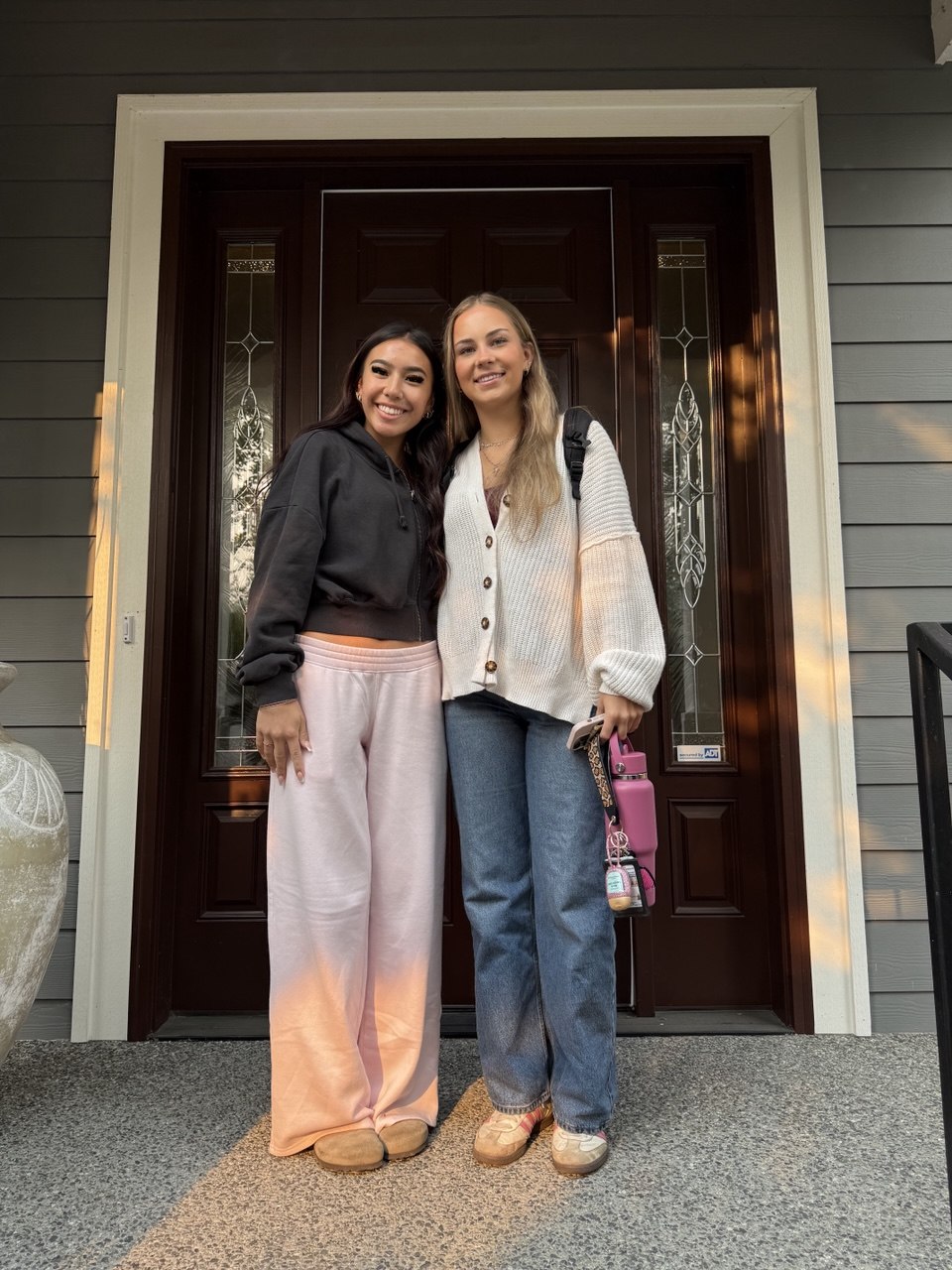 Claire and Shyanne at the front door