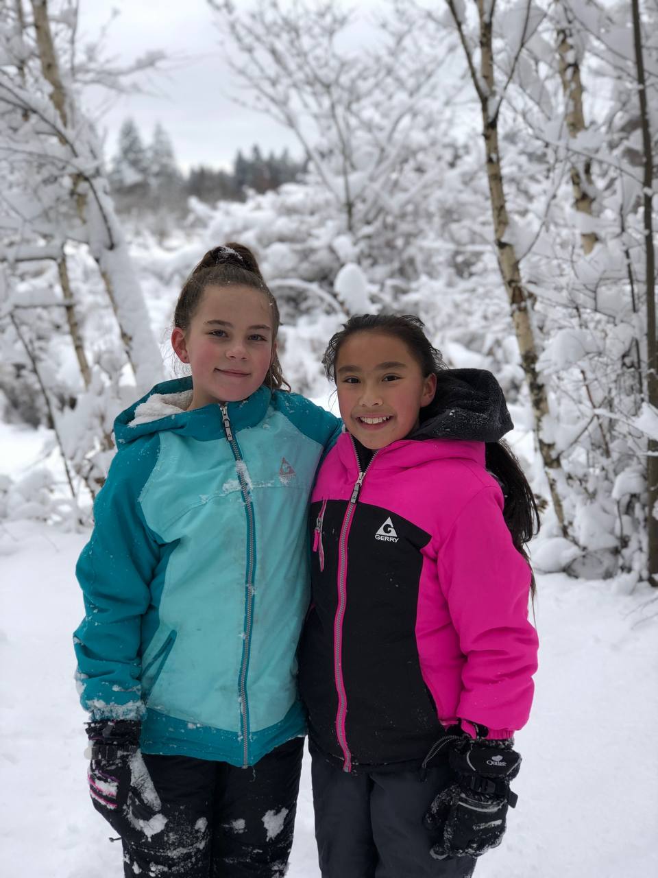 Claire and Shyanne on a snowy day